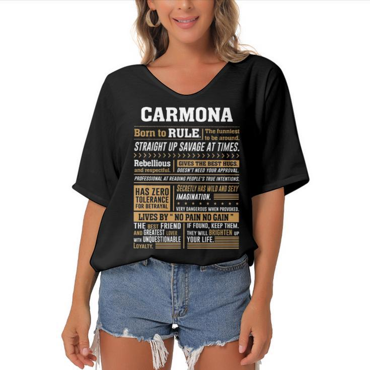 Carmona Name Gift   Carmona Born To Rule Women's Bat Sleeves V-Neck Blouse