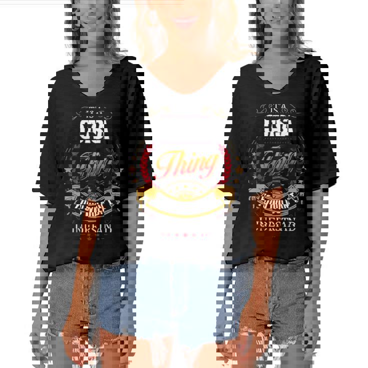 Casa Shirt Family Crest Casa T Shirt Casa Clothing Casa Tshirt Casa Tshirt Gifts For The Casa  Women's Bat Sleeves V-Neck Blouse
