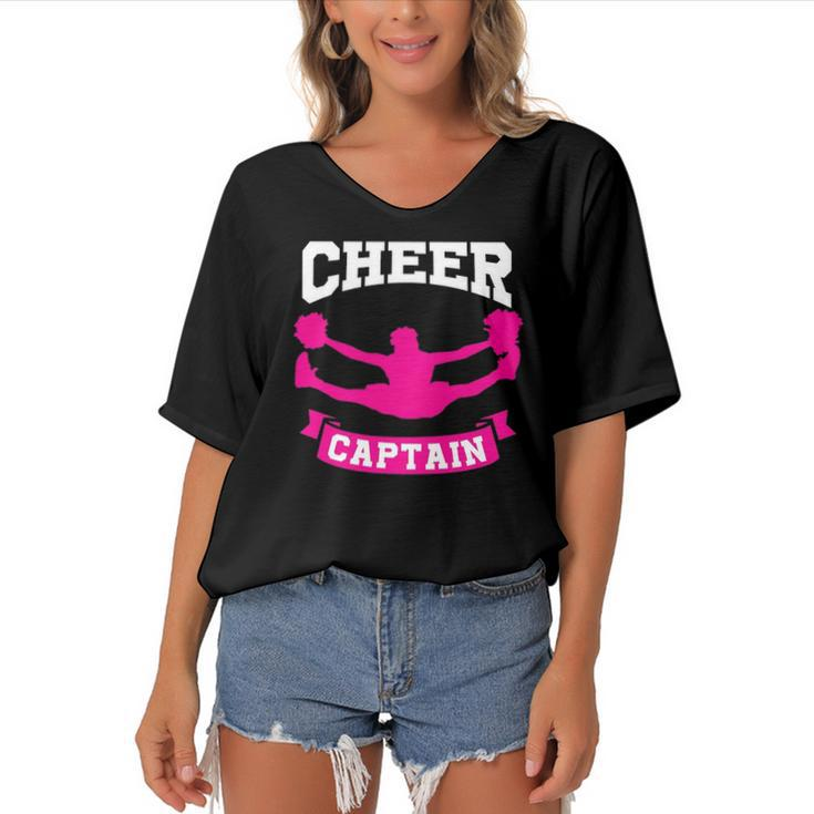 Cheer Captain Cheerleader Cheerleading Lover Gift Women's Bat Sleeves V-Neck Blouse
