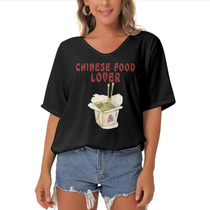 Chinese Food  Restaurant Send Noods Funny Foodie Tee Women's Bat Sleeves V-Neck Blouse