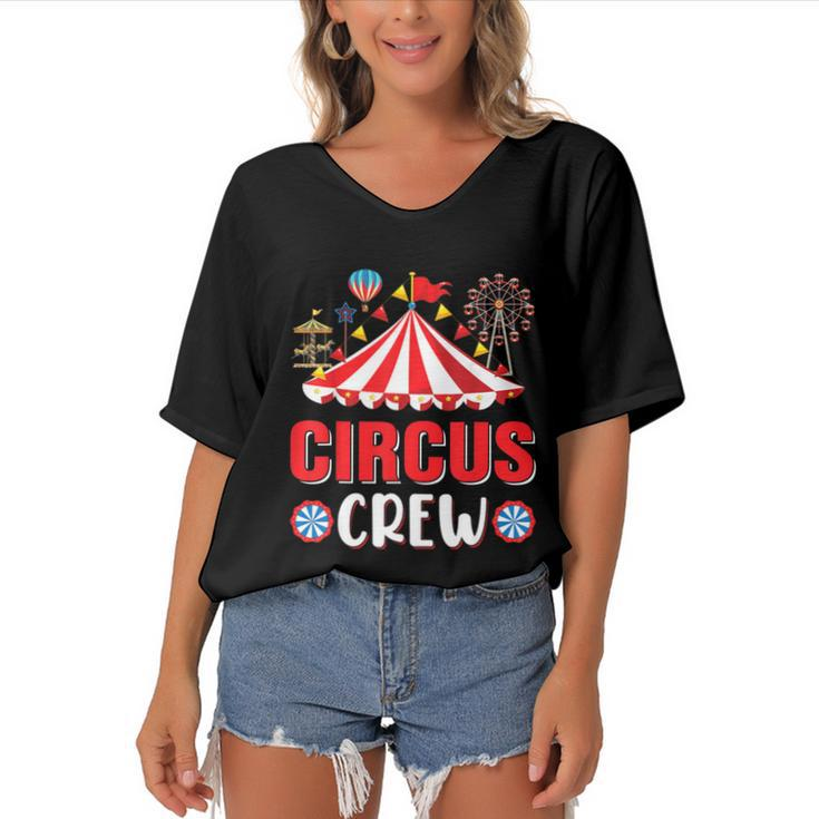 Circus Crew Funny Circus Staff Costume Circus Theme Party  V2 Women's Bat Sleeves V-Neck Blouse