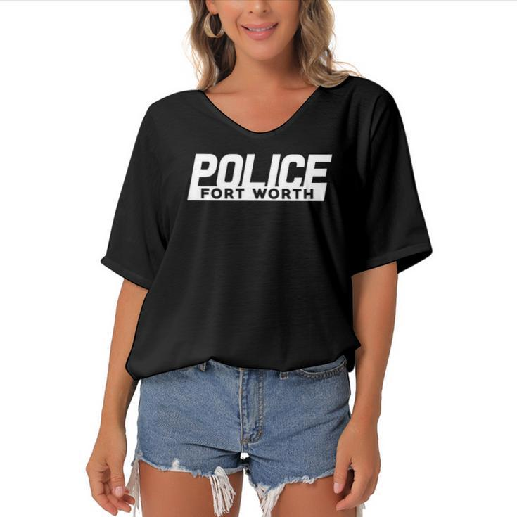 City Of Fort Worth Police Officer Texas Policeman Women's Bat Sleeves V-Neck Blouse