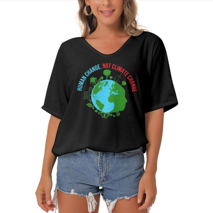 Climate Change Action Justice Cool Earth Day Lovers Gift Women's Bat Sleeves V-Neck Blouse