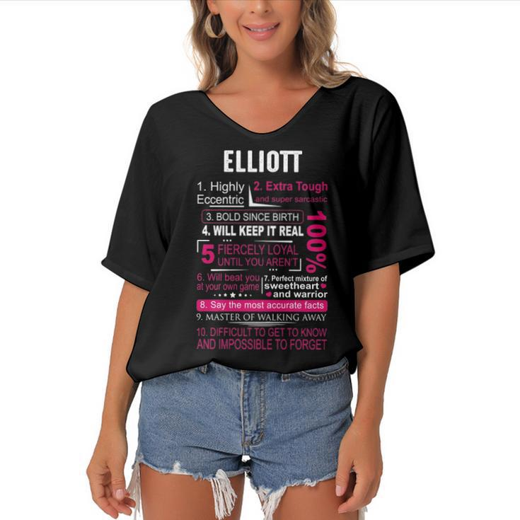 Elliott Name Gift   Elliott V2 Women's Bat Sleeves V-Neck Blouse