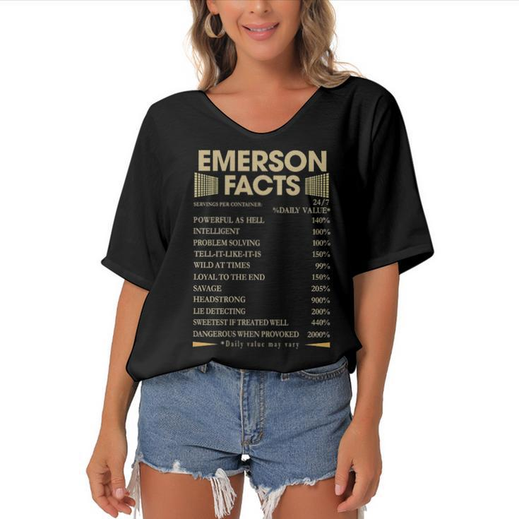 Emerson Name Gift   Emerson Facts Women's Bat Sleeves V-Neck Blouse