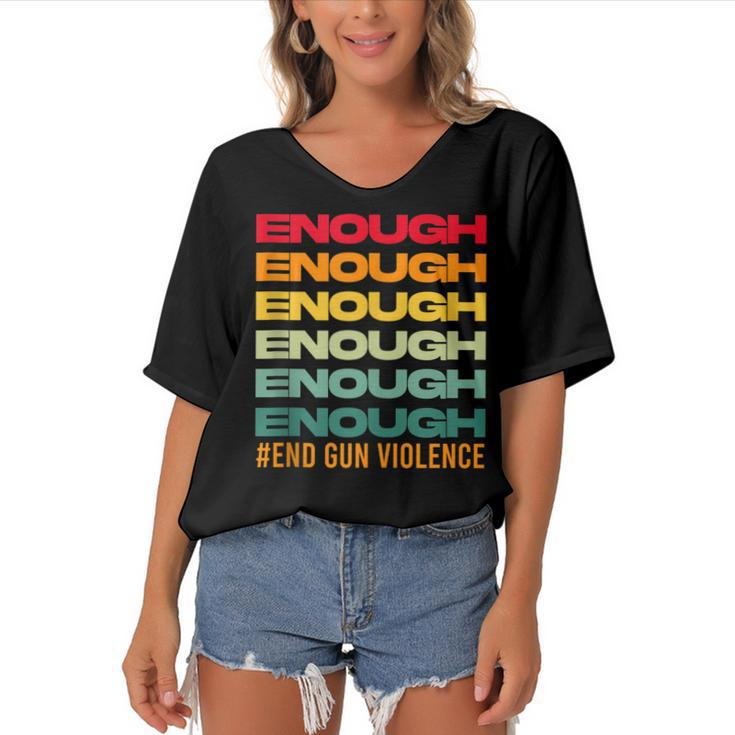 Enough End Gun Violence Awareness Day Wear Orange  Women's Bat Sleeves V-Neck Blouse