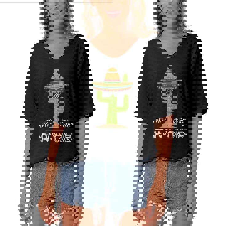 Fun Hometown New Yorker Meme Funny New York Nyc Roots Home Women's Bat Sleeves V-Neck Blouse