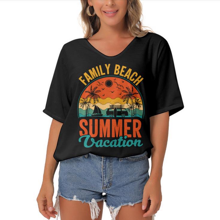 Funny Family Beach Summer Vacation  Women's Bat Sleeves V-Neck Blouse