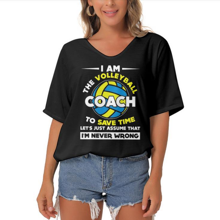Funny I Am The Volleyball Coach Sports Gift Women's Bat Sleeves V-Neck Blouse