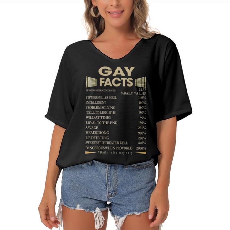 Gay Name Gift   Gay Facts V2 Women's Bat Sleeves V-Neck Blouse