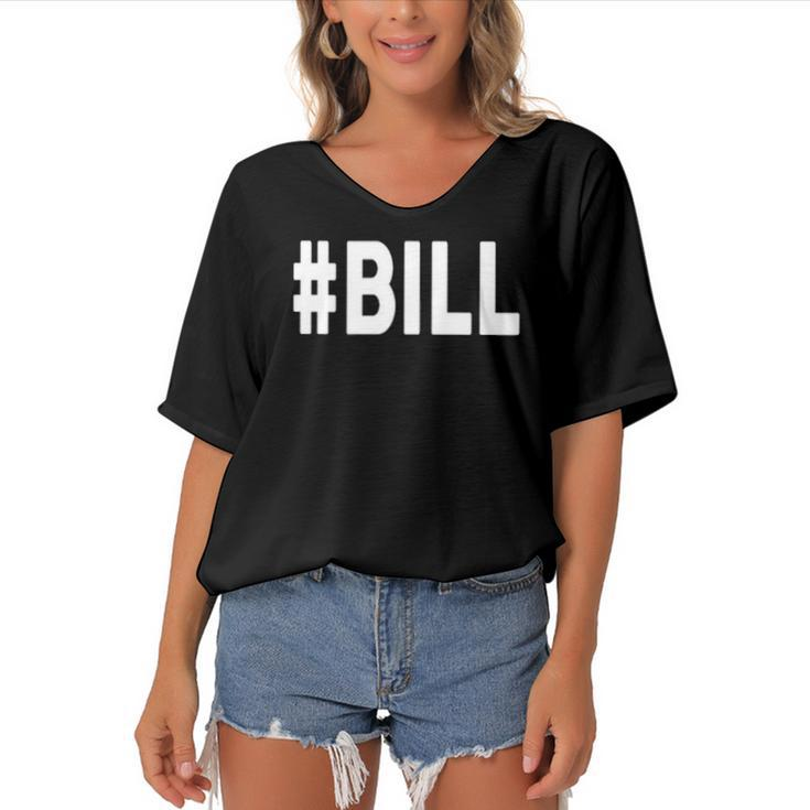 Hashtag Bill Name  Bill Women's Bat Sleeves V-Neck Blouse