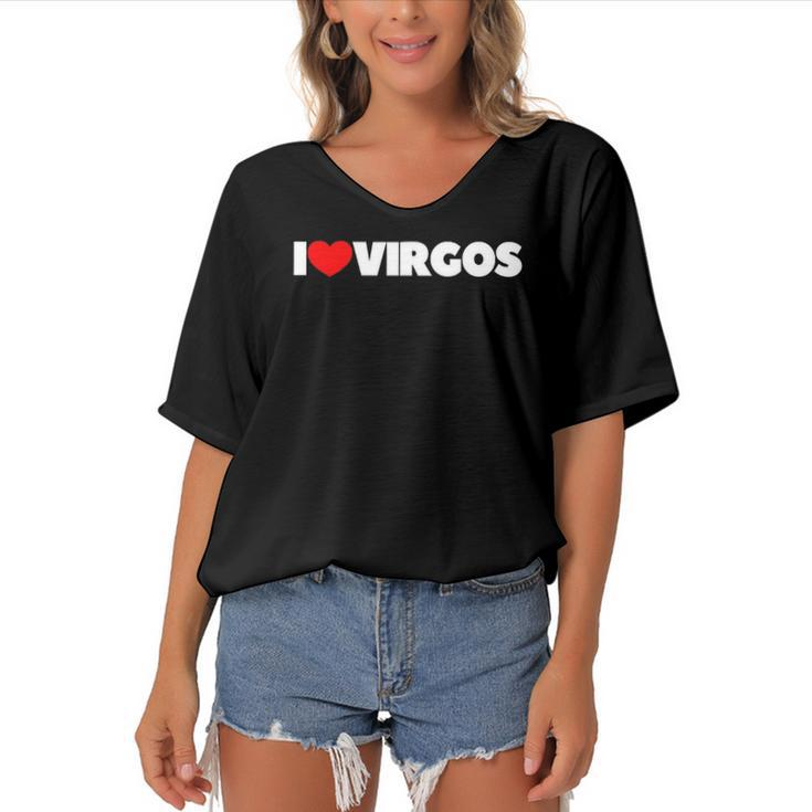 I Love Virgos I Heart Virgos Women's Bat Sleeves V-Neck Blouse