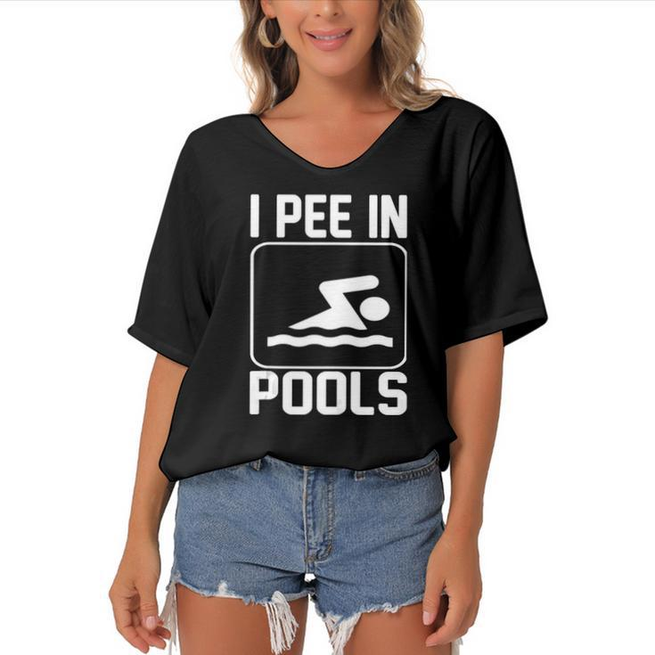 I Pee In Pools Funny Women's Bat Sleeves V-Neck Blouse