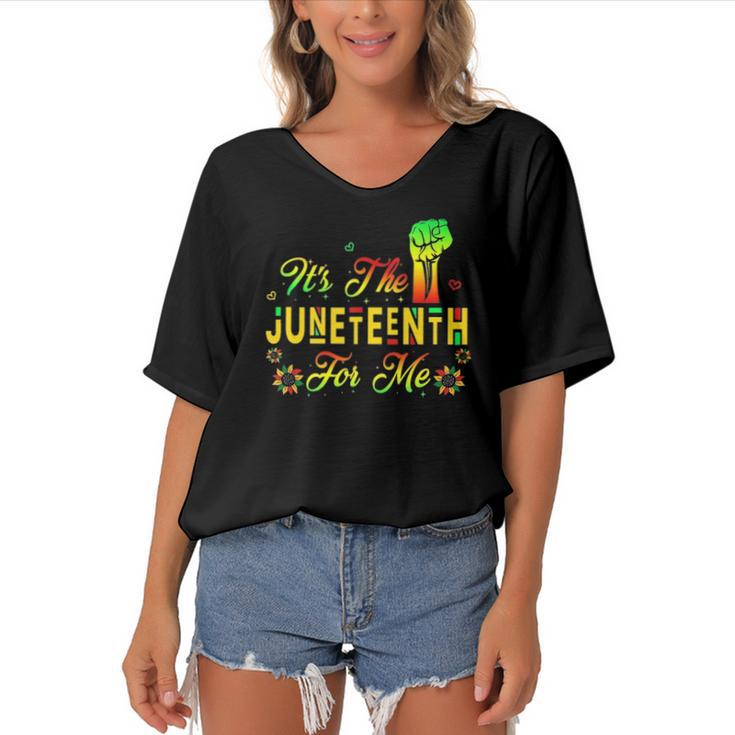 Its The Juneteenth For Me Free-Ish Since 1865 Independence  Women's Bat Sleeves V-Neck Blouse