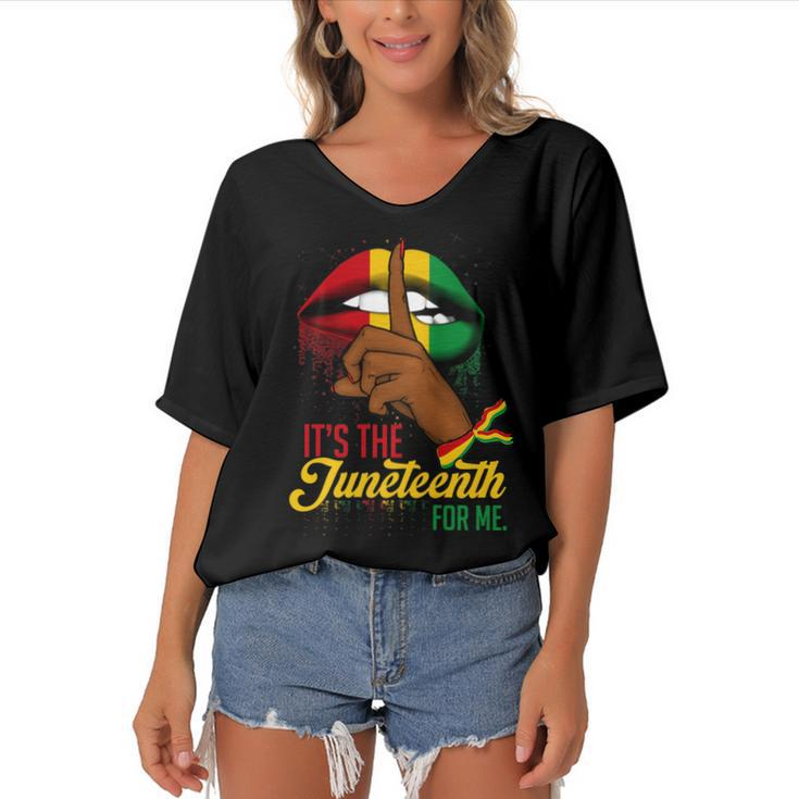 Its The Juneteenth For Me Free-Ish Since 1865 Independence    Women's Bat Sleeves V-Neck Blouse