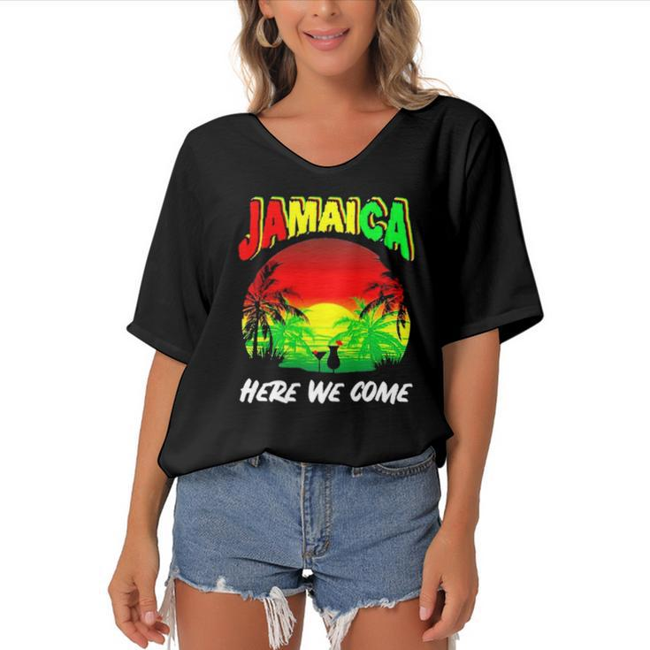 Jamaica Here We Come Jamaica Calling Women's Bat Sleeves V-Neck Blouse