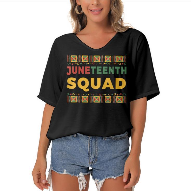Junenth Squad Men Women & Kids Boys Girls & Toddler  Women's Bat Sleeves V-Neck Blouse
