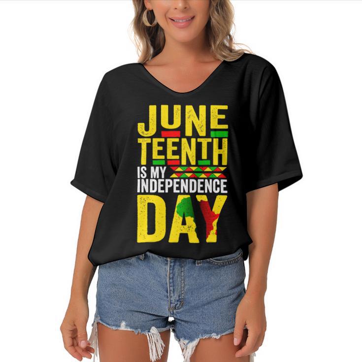 Juneteenth Is My Independence Day 1865 African American Women's Bat Sleeves V-Neck Blouse