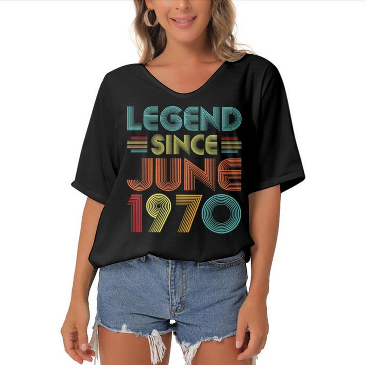 Legend Since June 1970 52Nd Birthday Gifts Idea 52 Years Old  Women's Bat Sleeves V-Neck Blouse