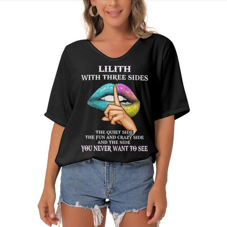 Lilith Name Gift   Lilith With Three Sides Women's Bat Sleeves V-Neck Blouse