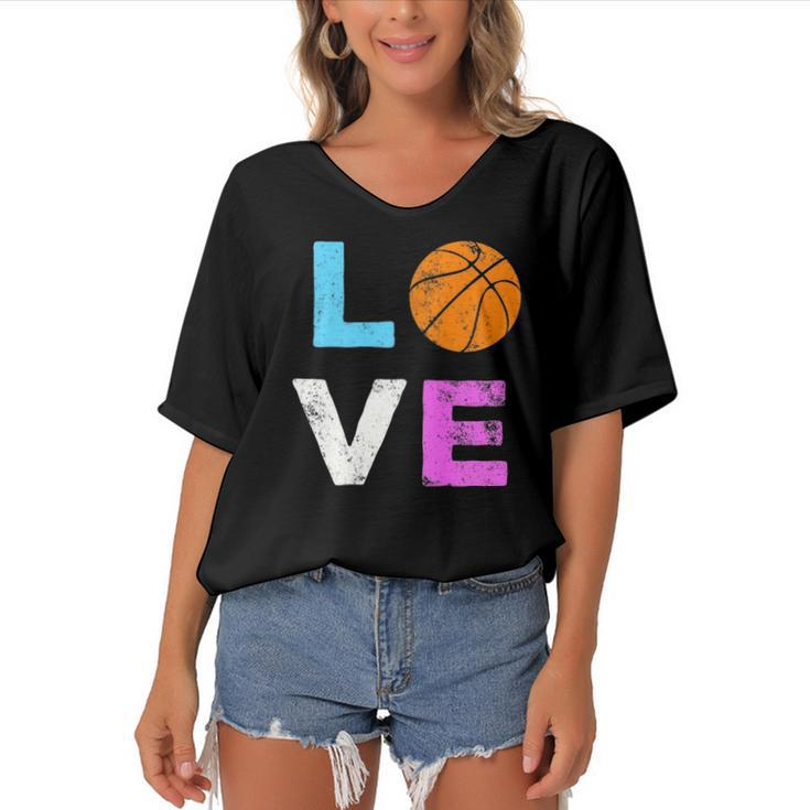 Love Basketball American Team Fan Gift  Women's Bat Sleeves V-Neck Blouse