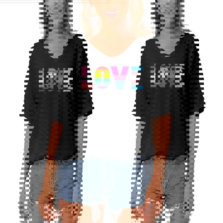 Love Lgbt Pride Ally Lesbian Gay Bisexual Transgender Ally Women's Bat Sleeves V-Neck Blouse