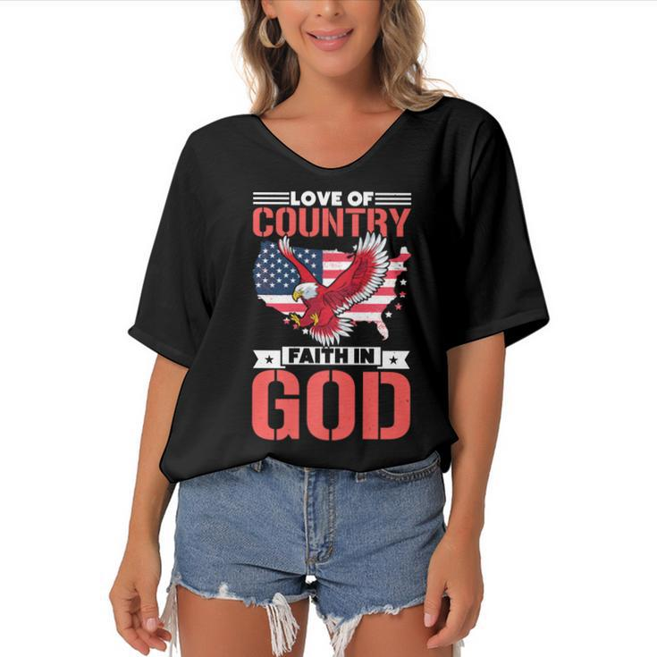 Love Of Country Faith In God   Women's Bat Sleeves V-Neck Blouse