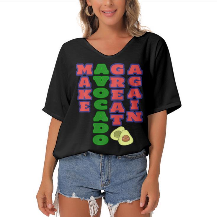 Make Avocado Great Again Women's Bat Sleeves V-Neck Blouse