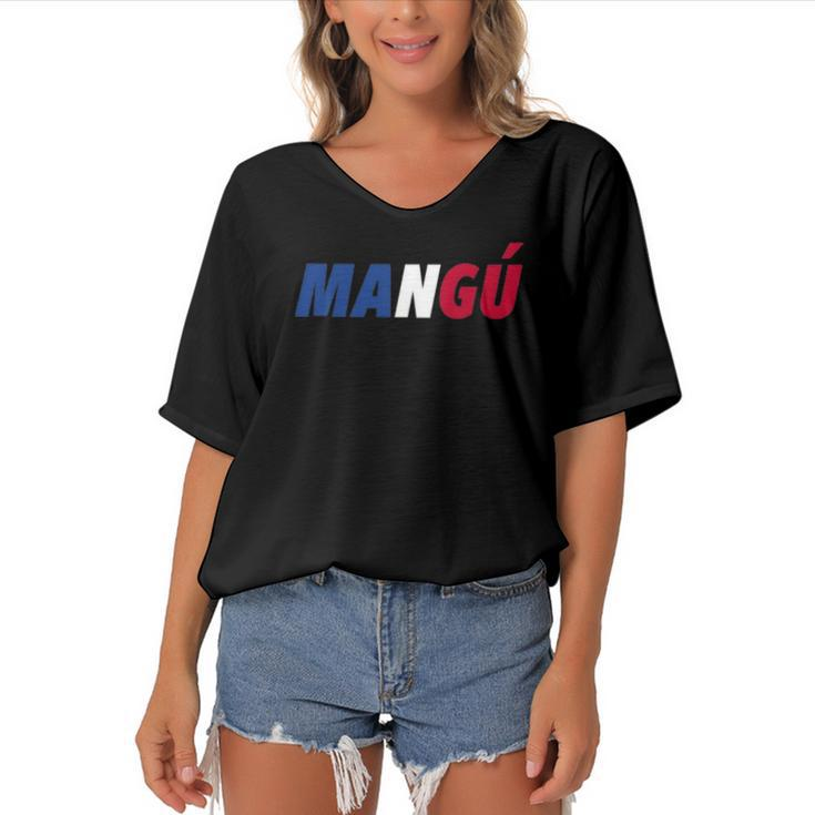 Mangu Dominican Republic Latin Mangu Lover Gift Women's Bat Sleeves V-Neck Blouse