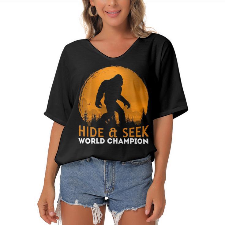 Market Trendz Bigfoot Hide And Seek Champion 405 Trending Shirt Women's Bat Sleeves V-Neck Blouse