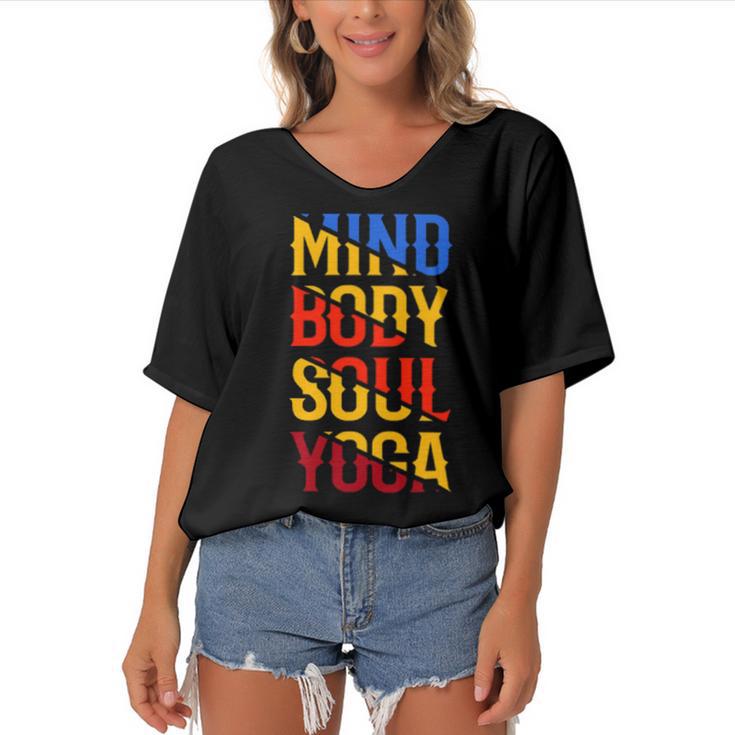 Mind Body Soul Yoga 114 Trending Shirt Women's Bat Sleeves V-Neck Blouse