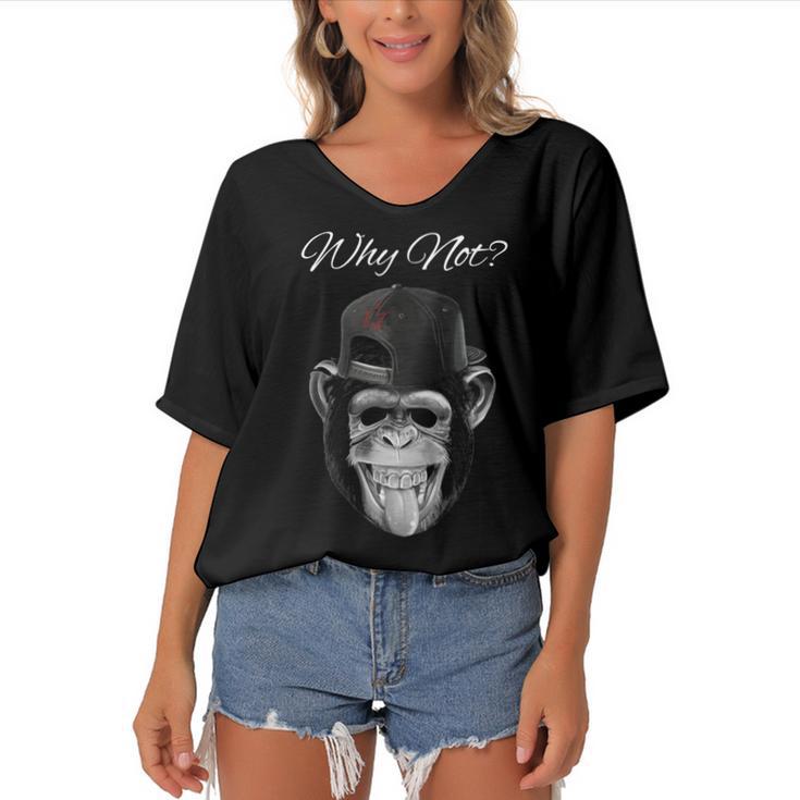 Monkey In A Cap 527 Trending Shirt Women's Bat Sleeves V-Neck Blouse