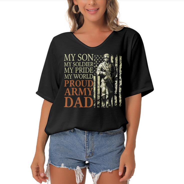 My Son My Soldier My Pride My World 696 Shirt Women's Bat Sleeves V-Neck Blouse