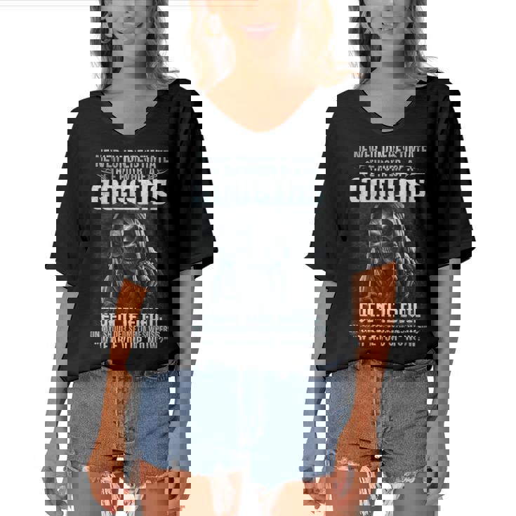 Never Underestimate The Power Of An Goggins Even The Devil V9 Women's Bat Sleeves V-Neck Blouse