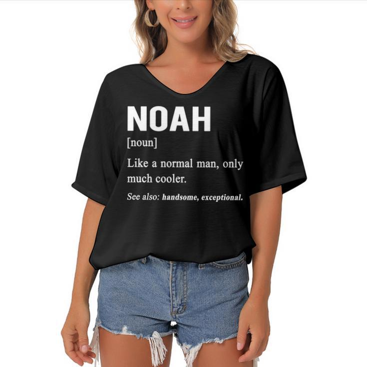 Noah Name Gift   Noah Funny Definition Women's Bat Sleeves V-Neck Blouse