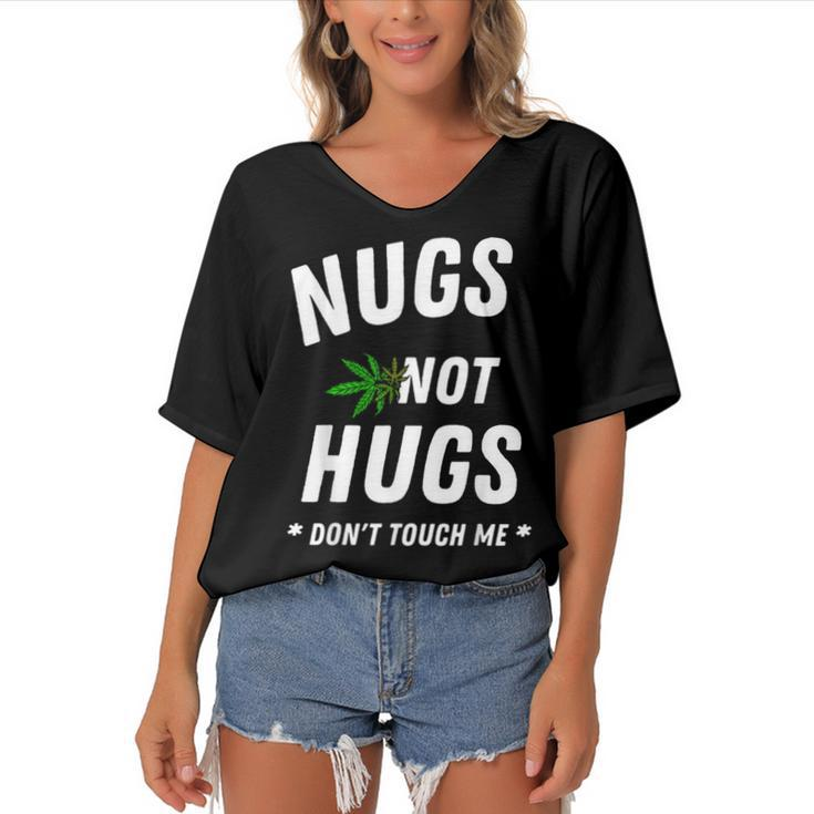 Nugs Not Hugs Dont Touch Me  Women's Bat Sleeves V-Neck Blouse