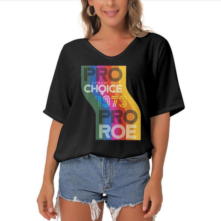 Pro My Body My Choice 1973 Pro Roe Womens Rights Protest Women's Bat Sleeves V-Neck Blouse