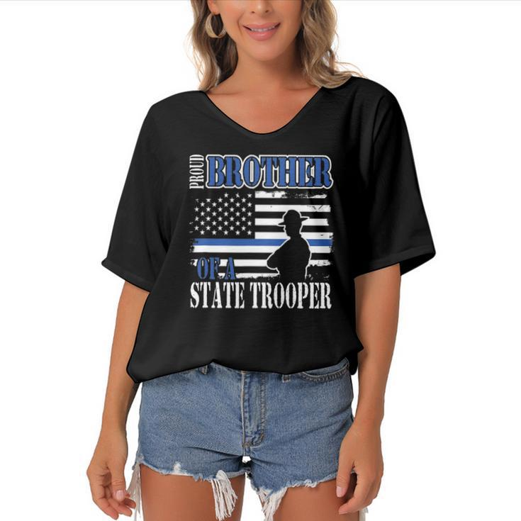 Proud Brother Of A State Police Officer Women's Bat Sleeves V-Neck Blouse