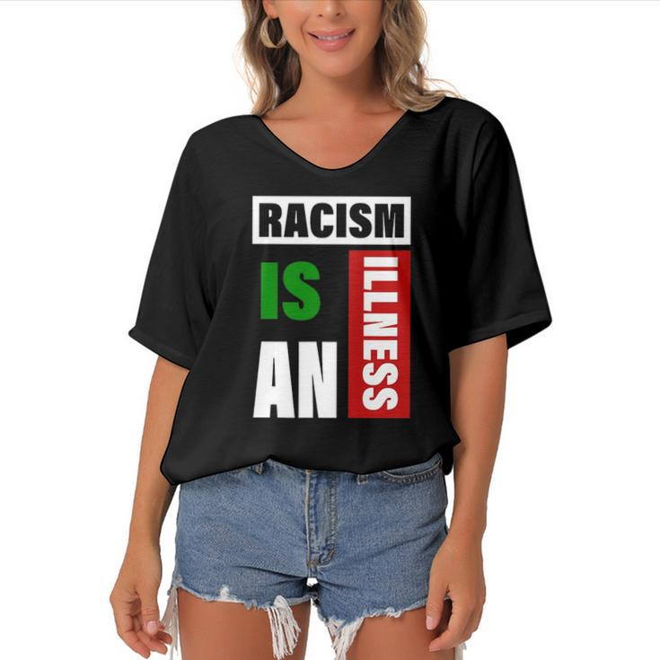 Racism Is An Illness Black Lives Matter Anti Racist Women's Bat Sleeves V-Neck Blouse