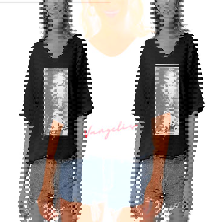 Rip Vangelis Evángelos Odysséas Papathanassíou Women's Bat Sleeves V-Neck Blouse