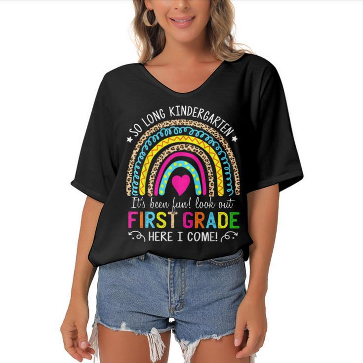 So Long Kindergarten Look Out First Grade Here I Come  Women's Bat Sleeves V-Neck Blouse