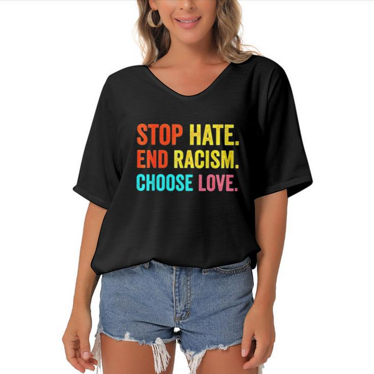 Strong Buffalo Usa Pray For Buffalo Stop Hate End Racism Choose Love Women's Bat Sleeves V-Neck Blouse