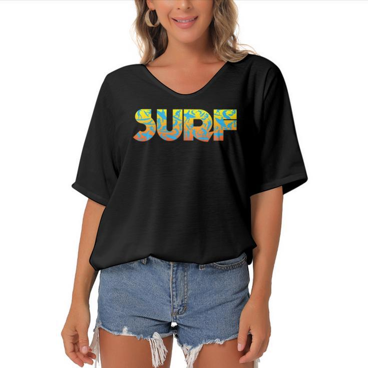 Surfing Surf Surfboard Water Sport Women's Bat Sleeves V-Neck Blouse