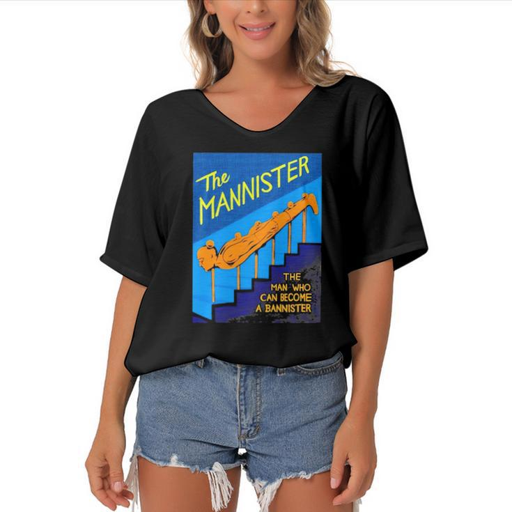 The Mannister The Man Who Can Become A Bannister Women's Bat Sleeves V-Neck Blouse
