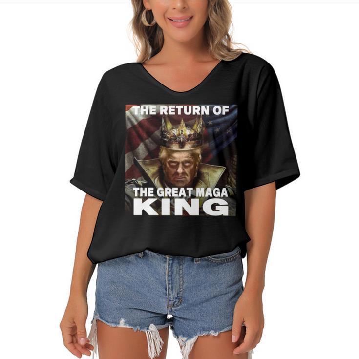 The Return Of The Great Maga King 3 Shirt Women's Bat Sleeves V-Neck Blouse