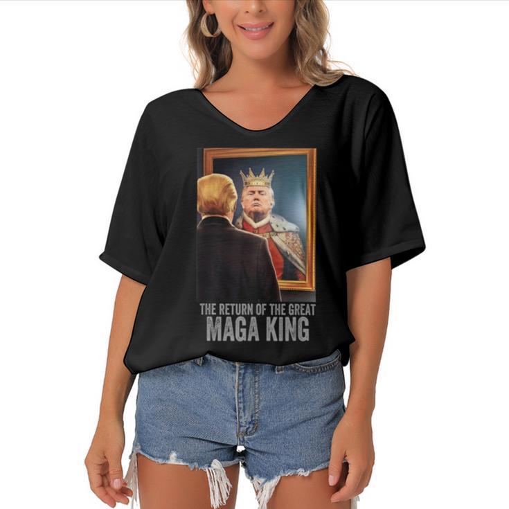 The Return Of The Great Maga King Anti Women's Bat Sleeves V-Neck Blouse