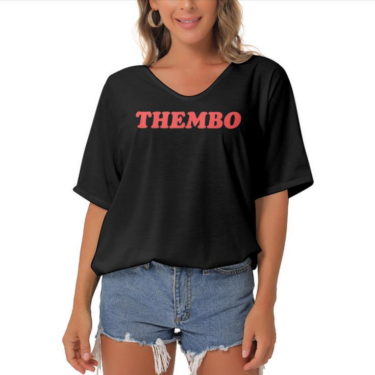 Thembo Them Bimbo Nonbinary Genderfluid Pronouns Pride  Women's Bat Sleeves V-Neck Blouse