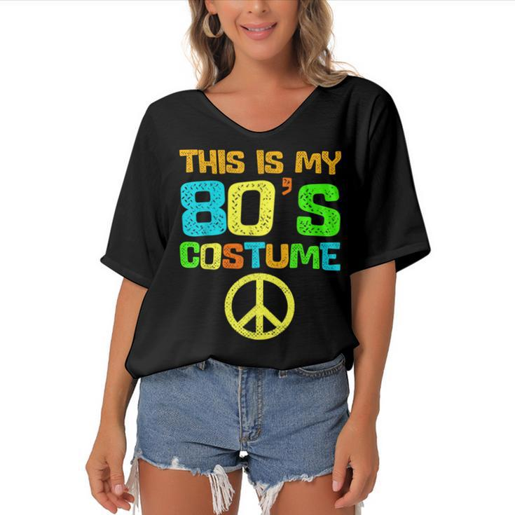 This Is My 80S Costume Funny Halloween 1980S 80S Party  Women's Bat Sleeves V-Neck Blouse