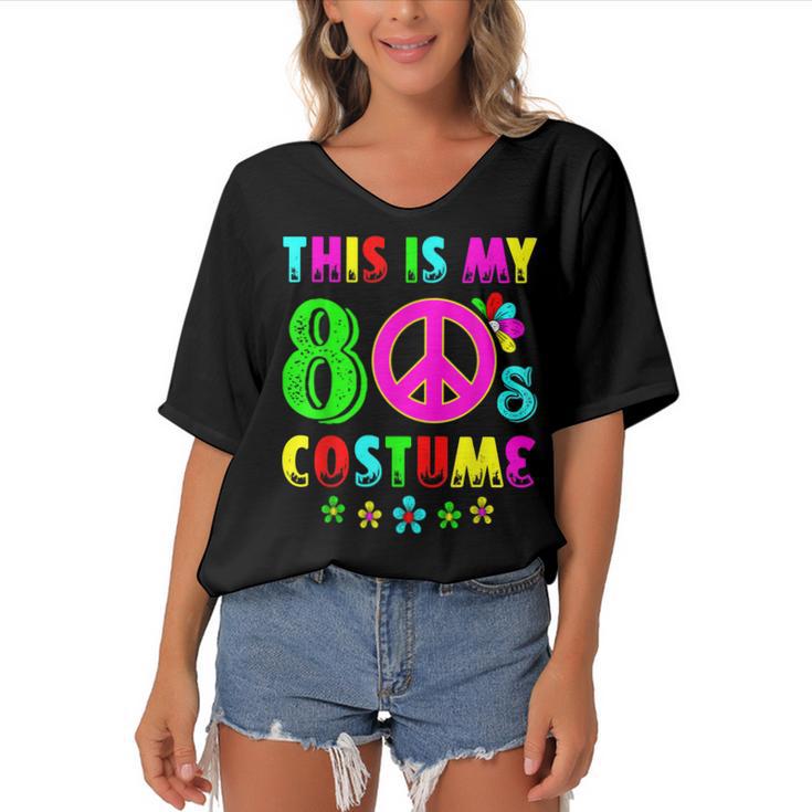 This Is My 80S Costume Funny Halloween 1980S 80S Party  Women's Bat Sleeves V-Neck Blouse