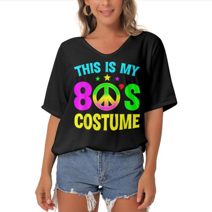 This Is My 80S Costume Funny Halloween 1980S 80S Party  Women's Bat Sleeves V-Neck Blouse